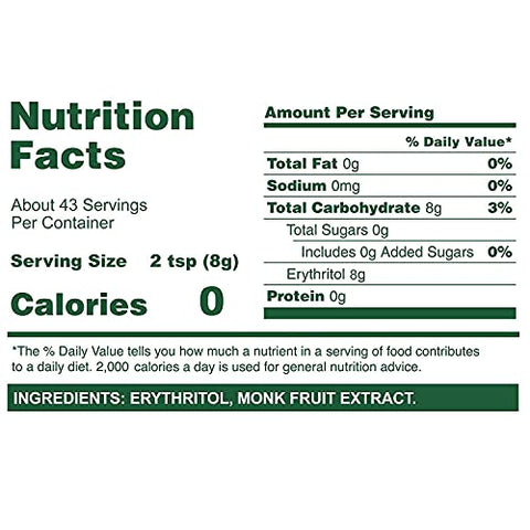 Whole Earth Sweetener Monk Fruit Sweetener with Erythritol, Plant-Based Sugar Alternative, 12 Ounce (Pack of 4)