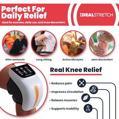 Idealstretch Idealproducts Knee Massager Pro+ With Heat Red Light Therapy And Vibration 6-In-1 Dual-Wavelength - Cordless Portable Adjustable Straps Knee Pain Relief