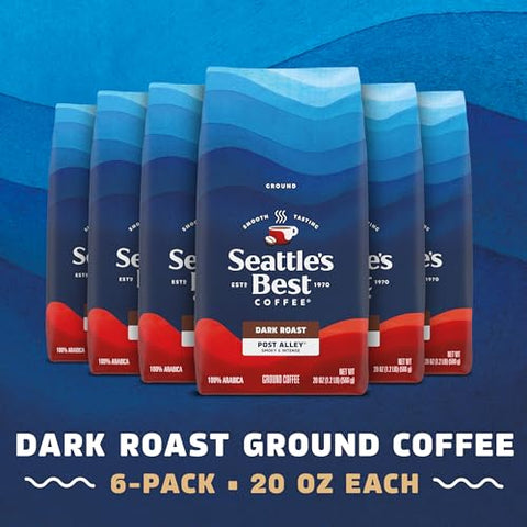 SeattleÃƒÂ¢Ã¢â€šÂ¬Ã¢â€žÂ¢s Best Coffee, Dark Roast Ground Coffee, Post Alley, 100% Arabica, 6 Bags (20 oz Each)