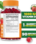 Lifeable Kids Vitamin D Gummies Vitamin D3 1000iu Great Tasting Vitamin D3 Gummies D3 Vitamin for Strong Healthy Bones and Immune Support Vitamin D for Kids Boys Girls 90 Gummies