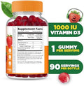 Lifeable Kids Vitamin D Gummies Vitamin D3 1000iu Great Tasting Vitamin D3 Gummies D3 Vitamin for Strong Healthy Bones and Immune Support Vitamin D for Kids Boys Girls 90 Gummies