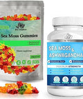 Bio Vitalica Sea Moss Ashwagandha & Sea Moss Gummies (Bundle) Irish Sea Moss Raw Organic Bladderwrack Burdock Root
