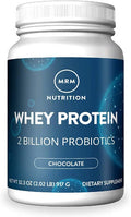 MRM Nutrition Whey Protein | Chocolate Flavored |18g Protein | with 2 Billion probiotics + Digestive enzymes + BCAAs | High Absorption + Digestion | Hormone + antibiotic | 33 Servings