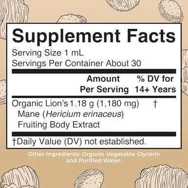 Maryruth'S Maryruth Organics Lions Mane Mushroom Supplement Up To 1 Month Supply Nootropic Usda Organic Lions Mane Extract Nervine Herbal Liquid Drops Brain Health Non-Gmo Vegan Alcohol Free Tincture 1 Fl Oz