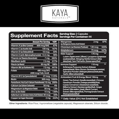 Kaya Naturals Multivitamin For Men - Men'S Prostate Multivitamin - Multi Mineral Daily Supplement - Pills For Men - Supports Healthy Prostate - Vitaminas Para Hombres - 60 Veggie Capsules
