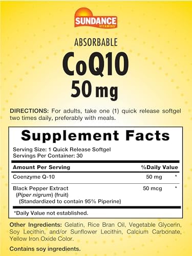 Sundance Coq10 50Mg Softgels 30 Count Nongmo & Gluten Supplement