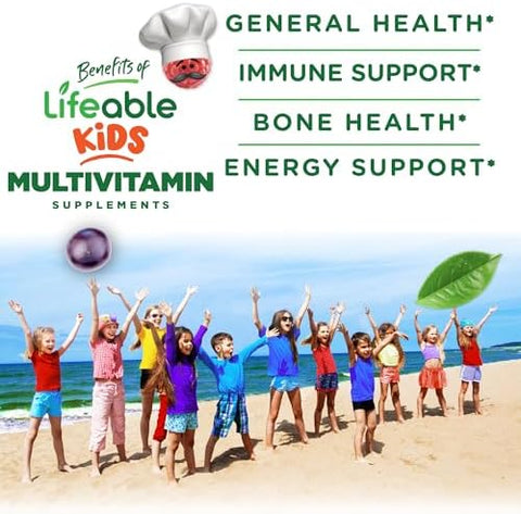 Lifeable Kids Multivitamin with Iron Gummies Great Tasting Vitamins for Kids Vegetarian NonGMO Childrens Multivitamin 90 Gummies