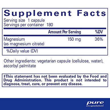 Pure Encapsulations Magnesium citrate 150 mg 180 vcaps