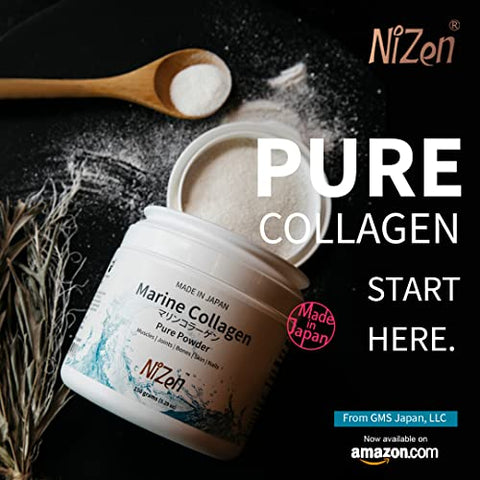 Nizen Marine Collagen Pure Powder Hydrolyzed Peptides Easy-To-Digest Amino Acids Supplement. Unflavored. Non-Clumping. Made In Japan 5.29Oz