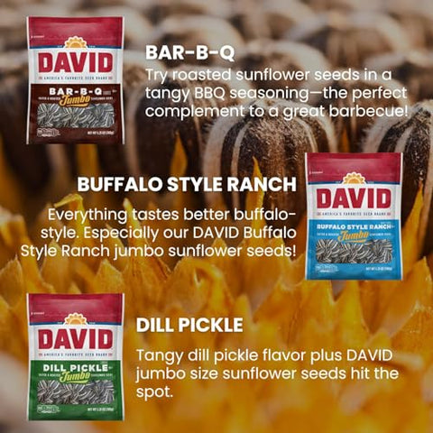 DAVIDs Sunflower Seeds, Assorted Flavors, Variety Pack 5.25 Oz Bags, 9 Count