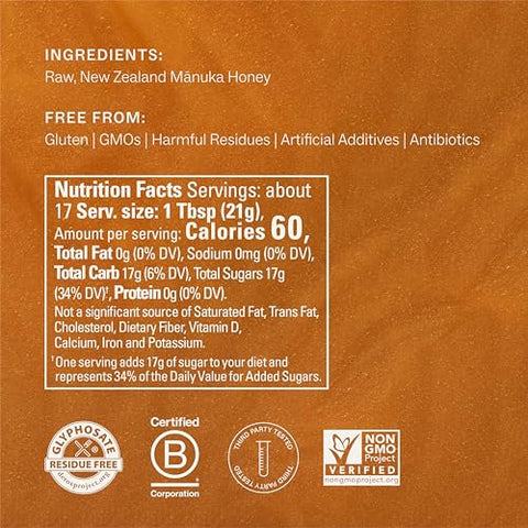 Manukora Raw Manuka New Zealand Honey MGO 200+, Non-GMO, 3rd-Party Tested, Glyphosate Residue Free Certified, 2000+ Natural Compounds, Traceable Hive-to-Hand, Daily Wellness Support Ã¢â‚¬â€œ 360g Squeezy Bottle