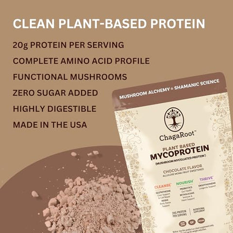 Lakanto Classic Monk Fruit Sweetener with Erythritol 1 lb and ChagaRoot MycoProtein Mushroom Protein Powder Chocolate 1.76 lb