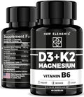 Elements Vitamin D3 K2 With Magnesium Glycinate & Vitamin B6 Magnesium 1500Mg D3 10,000 Iu K2 (Mk7) 200Mcg Vitamin B6 10Mg Maximum Absorption Immunity Heart & Nerve Support Vegan, Non-Gmo