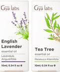 Gya Labs Lavender Oil Essential Oil For Diffuser & Tea Tree For Skin Set - Aromatherapy Grade Essential Oils Set - 2X0.34 Fl Oz - Gya Labs