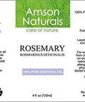 Rosemary Essential Oil 4oz / 120 ml - 100% Pure & Natural by Amson Naturals