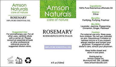 Rosemary Essential Oil 4oz / 120 ml - 100% Pure & Natural by Amson Naturals