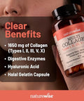 Naturewise Multi Collagen Peptides Pills For Women & Men - Type I Ii Iii V X W/Hyaluronic Acid - Supports Skin Hair Joint Health - Grass Fed Gluten Free Non-Gmo - 90 Capsules 30 Day Supply