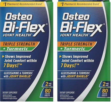 Osteo Biflex Triple Strength Glucosamine With Turmeric Joint Health Supplement Coated Tablets Original Version 80 Count