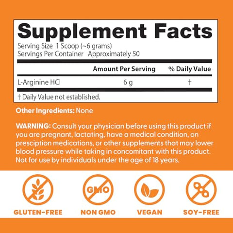 Doctor'S Best Doctors Best Pure L-Arginine Powder - L Arginine Supplement For Men & Women Supports Nitric Oxide Levels & Heart Health Blood Flow Support Gluten Free Vegan Non Gmo 10.6 Oz