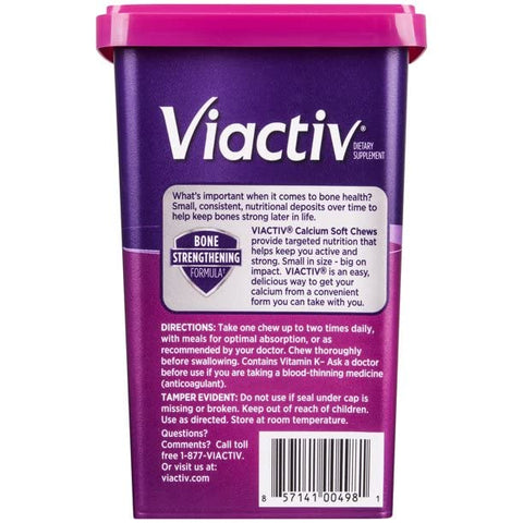Viactiv Max Formula Calcium +Vitamin D3 Supplement for Bone Health Rich Caramel 100 Soft Chews 5 Pack