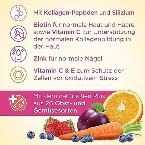 NatureS Way Alive Hair Skin and Nails Premium Gummies Beauty Formula With Collagen Biotin Vitamins C and E Strawberry Flavored 60 Gummies