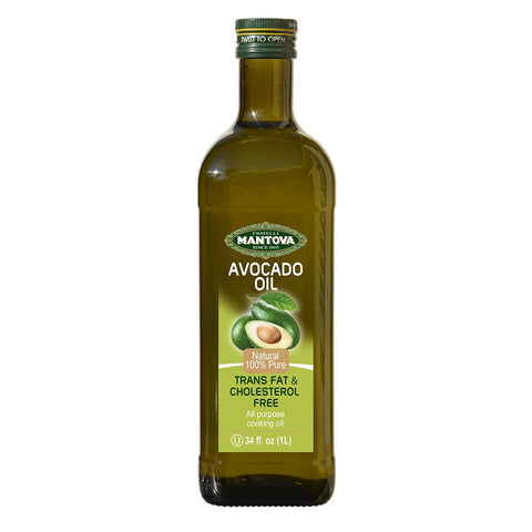 Mantova Avocado Oil 34oz, 100% Pure Avocado Oil, Trans Fat Free, Cholesterol Free, All Purpose Cooking Oil, Keto Friendly (34 ounces)