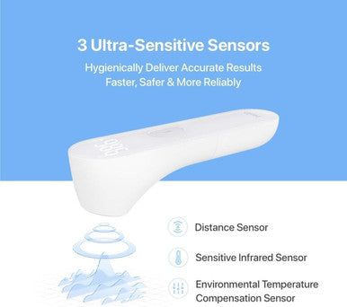 iHealth No Touch Forehead Thermometer Infrared Digital Thermometer for Adults and Kids Touchless Baby Thermometer 3 Ultra Sensitive Sensors Large LED Digits Quiet Vibration Feedback Non Contact