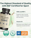 VINATURA HMB 3000mg and Vitamin D3 Supplement Muscle Defense with HMB (BetaHydroxy BetaMethylbutyrate) Vitamin D3 (1600 IU) Labs Tested and NSF Certified for Sport 120 Capsules