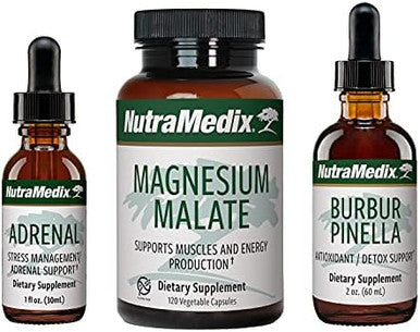 Nutramedix Energy Set 3Piece Kit Includes Extracts Of Astragalus Rhodiola Ginseng & Schisandra Burburpinella Detox Drops & Magnesium Malate Capsules For General Wellness