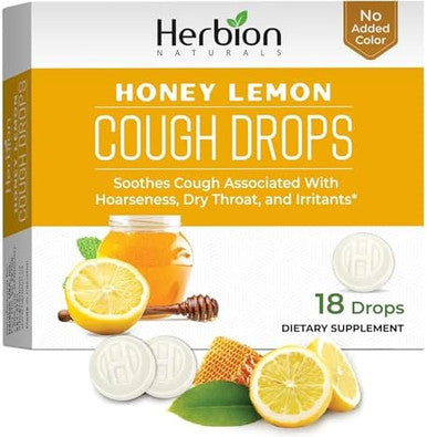 Herbion Naturals Cough Drops Honey Lemon Flavor Soothing Dietary Supplement For Adults & Children (6+) 18 Drops No Artificial Flavors Or Colors
