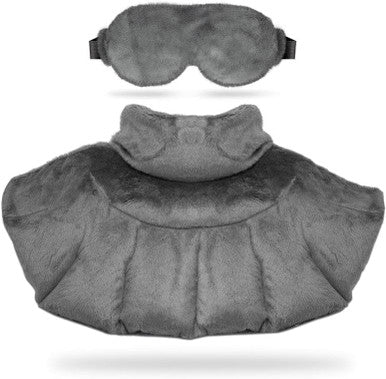 Neck & Shoulder Wrap With Hot & Cold Therapy For Pain Relief, Muscle Relaxation & Stress Reduction + Heated Eye Mask For Dry Eyes & Headaches Comfort Fit Design
