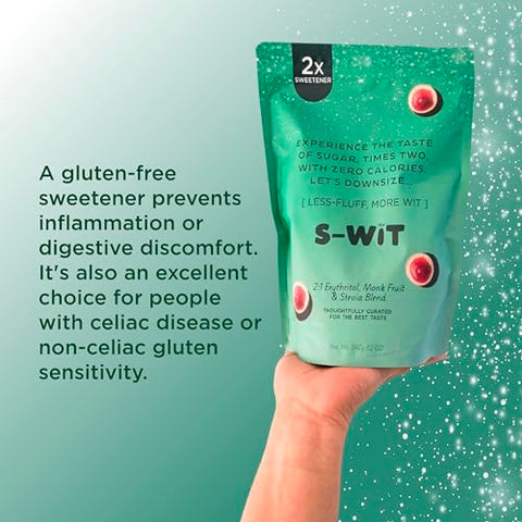S-wit - Erythritol, Monk Fruit & Stevia Blend, 2X Sugar Replacement, Natural Sweetener, Zero-Calorie, Keto-Friendly, Diabetic-Friendly, Perfect for Baking, Coffee, Tea, and Everyday Use, Sugar-Free (Single Pack, Erythritol, Monk Fruit & Stevia Blend)