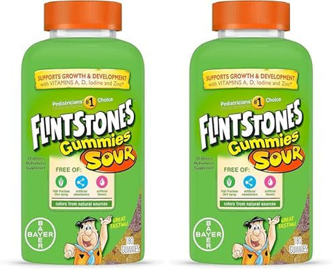 Flintstones Sour Gummy Vitamins For Kids Kids Multivitamin Gummies with Vitamins C B6 B12 A and Vitamin D Support Kids Growth and Development 180 Count