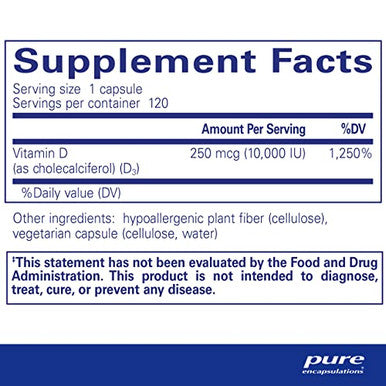 Pure Encapsulations Vitamin D3 10000 IU 60 vcaps