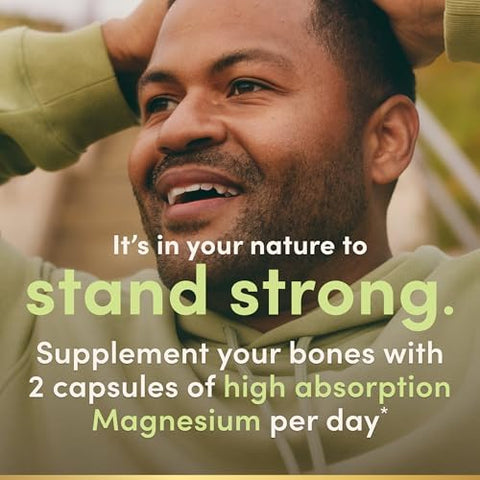 Nature's Bounty High Absorption Magnesium Glycinate 240 mg for Supporting Muscle Relaxation and Bone Heart and Nerve Health NonGMO GlutenFree Vegetarian 120 Count/60 Servings