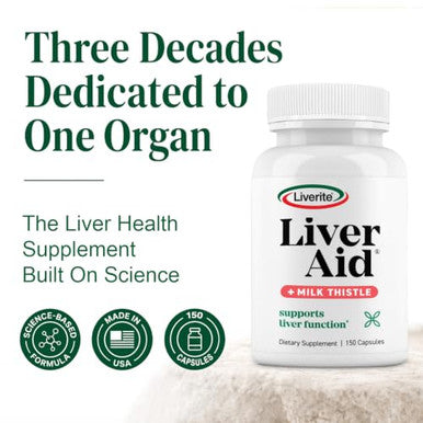 Liverite Liver Aid 2 Pack (Total Liver Support Supplement With Amino Acids 150 Capsules 2 Pack