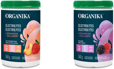 Organika Electrolytes + Enhanced Collagen Hydration + Protein Bundle (Strawberry Peach + Wildberry Flavours) - 720 Grams, 60 Servings