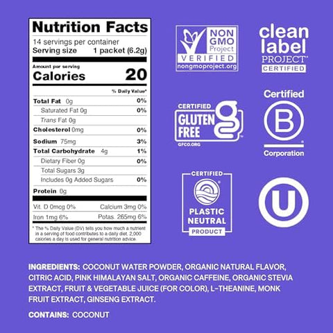 Cure Hydration Plantbased Electrolyte Drink Mix Energy & Dehydration Bundle No Sugar Coconut Water 100Mg Caffeine Nongmo Vegan 14Pack Each: Acai Berry & Strawberry Kiwi