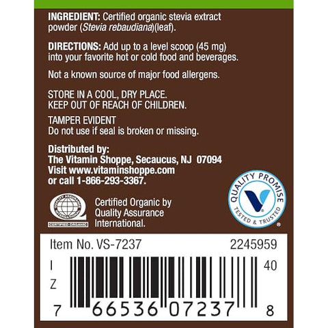 Organic Stevia Powder a" Sweetness from Nature with Zero Calories & Zero Sugar (1 oz./622 Servings)
