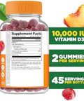 Lifeable Vitamin D3 10000IU Great Tasting Bone Strength Supplements Vitamin D3 Gummies for Bone Health Vitamin D Gummies for Adults Men Women 90 Gummies