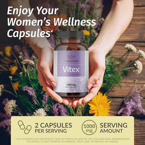 Herbamama Vitex And Ashwagandha Kit - Bundle Of 1000 Mg Vitex Chasteberry Capsules & Ashwagandha Liquid Drops 2 Fl Oz - Vegan Non-Gmo Sugar & Alcohol- - 2 Pack