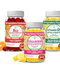 Lunakai Collagen Vitamin D3 And Vitamin B12 Bundle - Non-Gmo Anti Aging Supplements For Men & Women - Immunity Bone And Mood Support - 3000 Mcg Methylcobalamin High Absorption Energy Gummies