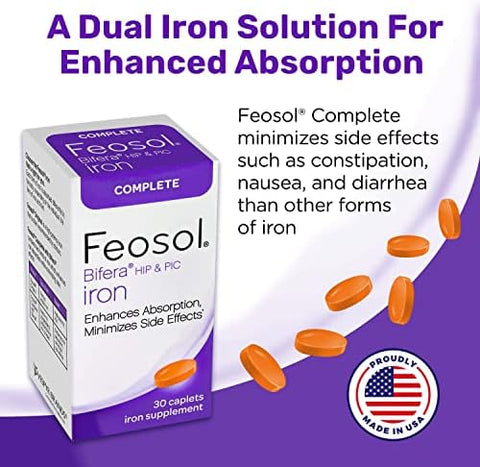 Feosol Complete Iron Supplement 30 Count and Colace Stool Softener 60 Count Bundle