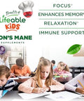 Lifeable Lions Mane Gummies For Kids Great Tasting Lions Mane Mushroom Supplement Vegan Kosher Nongmo Kids Mushroom Gummies Brain Support 60 Count