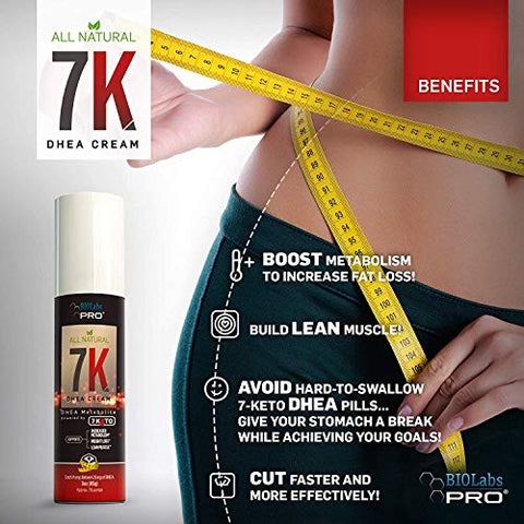 Biolabs Pro 7-Keto Dhea - Fat Burner - Natural 7K Dhea Cream - Metabolism Support - Maximum Strength Dhea Used By Men And Women For Lean Muscle And Fat Loss Support