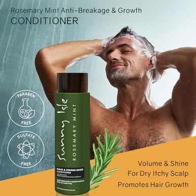Sunny Isle Rosemary Mint Hair & Strong Roots Conditioner 12Oz Anti-Breakage & Growth Formula Infused With Biotin & Jamaican Black Castor Oil All Hair Types