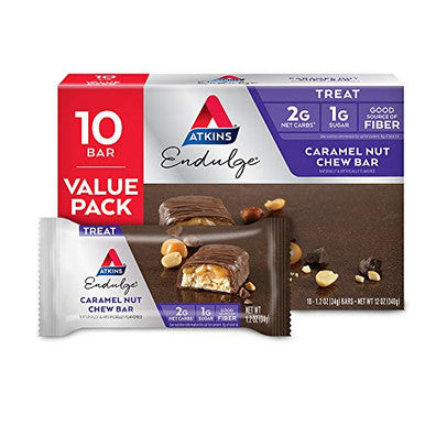Atkins Endulge Caramel Nut Chew Bar Nut Bar Low Sugar Treat High In Fiber 10 Count