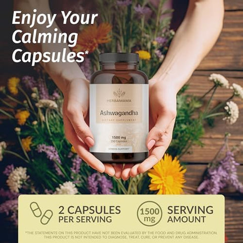Herbamama Ashwagandha And Rhodiola Rosea Kit - Bundle Of 1500Mg Ashwagandha Root Capsules & 1000Mg Rhodiola Rosea Capsules - Vegan Non-Gmo Gelatin- - 2 Pack
