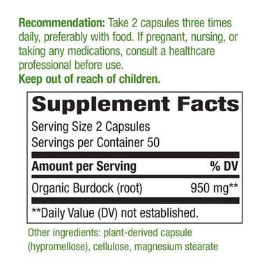 Nature'S Way Burdock Root 475 Mg Per Capsule,100 Count (Pack Of 2)
