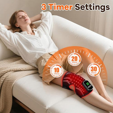 Puroth Red Light Therapy Knee Brace With Massage 3 Vibration Knee Massager With 660Nm 850Nm Infrared Red Light 5000Mah Cordless Electric Heated Knee Wrap For Knee Joint Elbow For Men Women